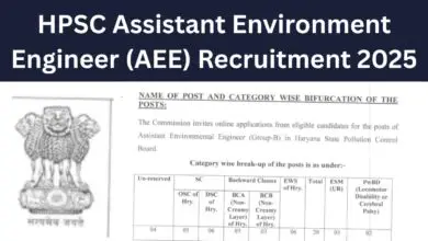 HPSC Assistant Environment Engineer (AEE) Recruitment 2025 – Notification Released, Apply Online
