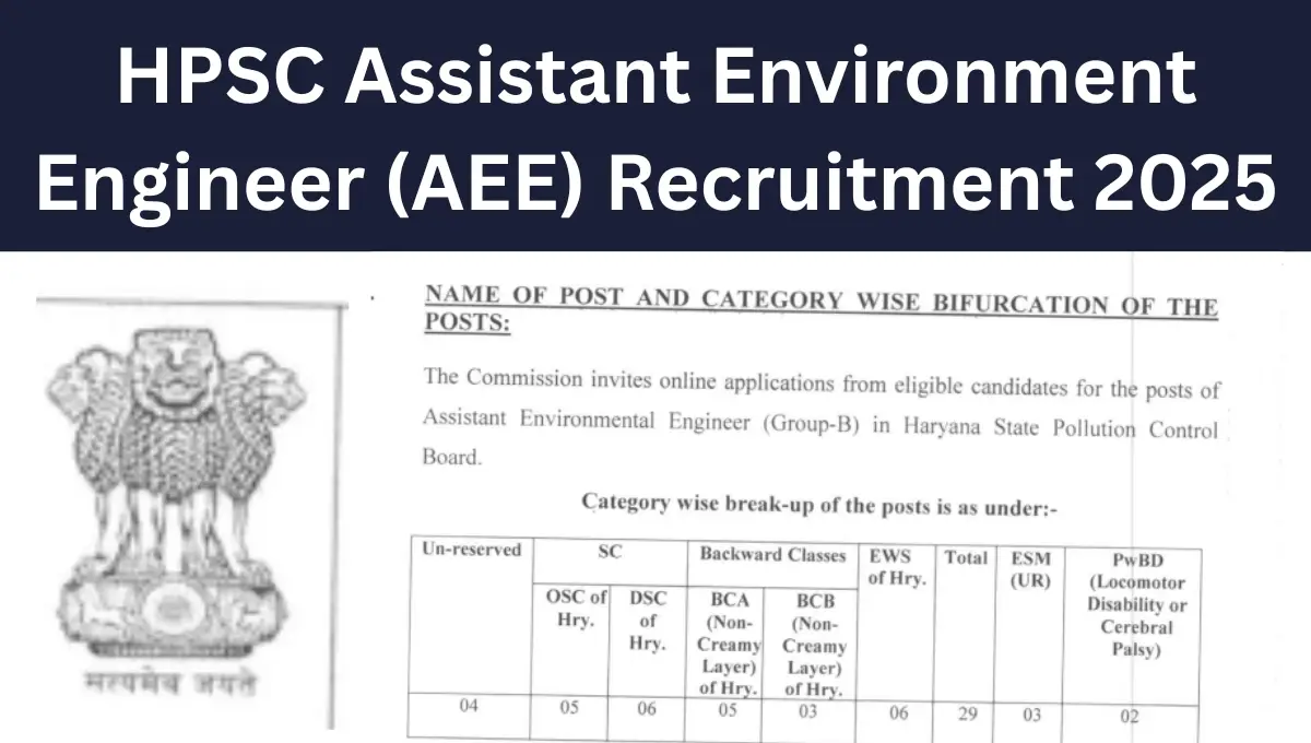 HPSC Assistant Environment Engineer (AEE) Recruitment 2025 – Notification Released, Apply Online