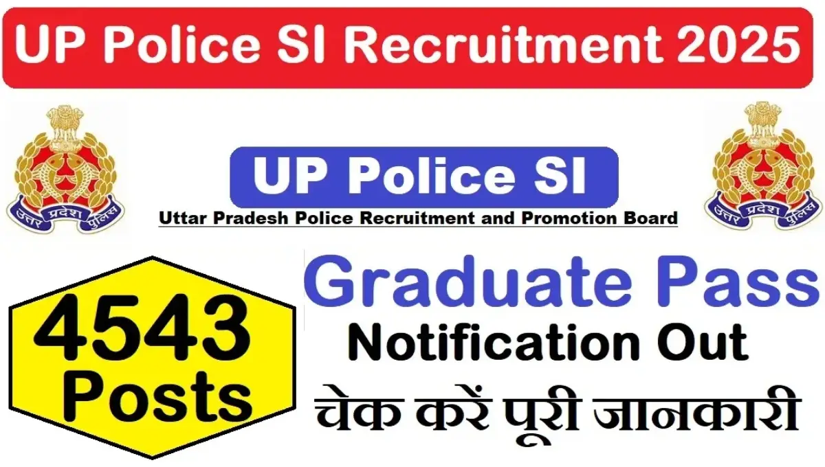 UP Police SI Recruitment 2025 Notification Released for 4,543 Vacancies