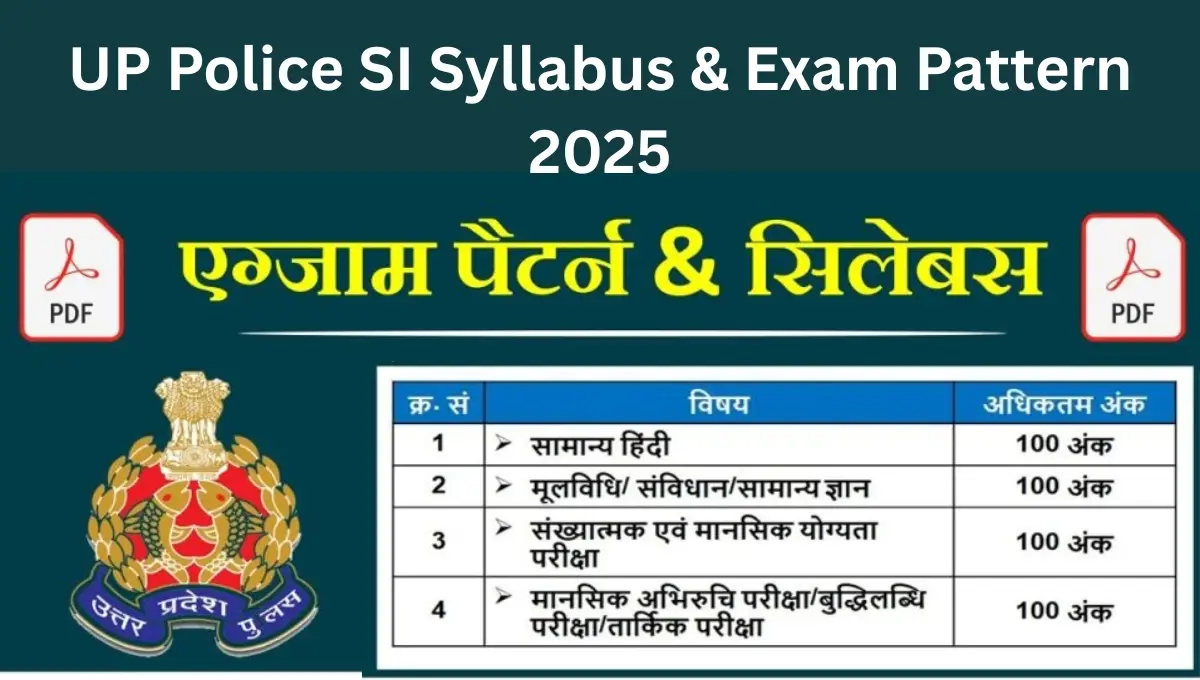 UP Police SI Syllabus & Exam Pattern 2025 Released for 4,543 Posts