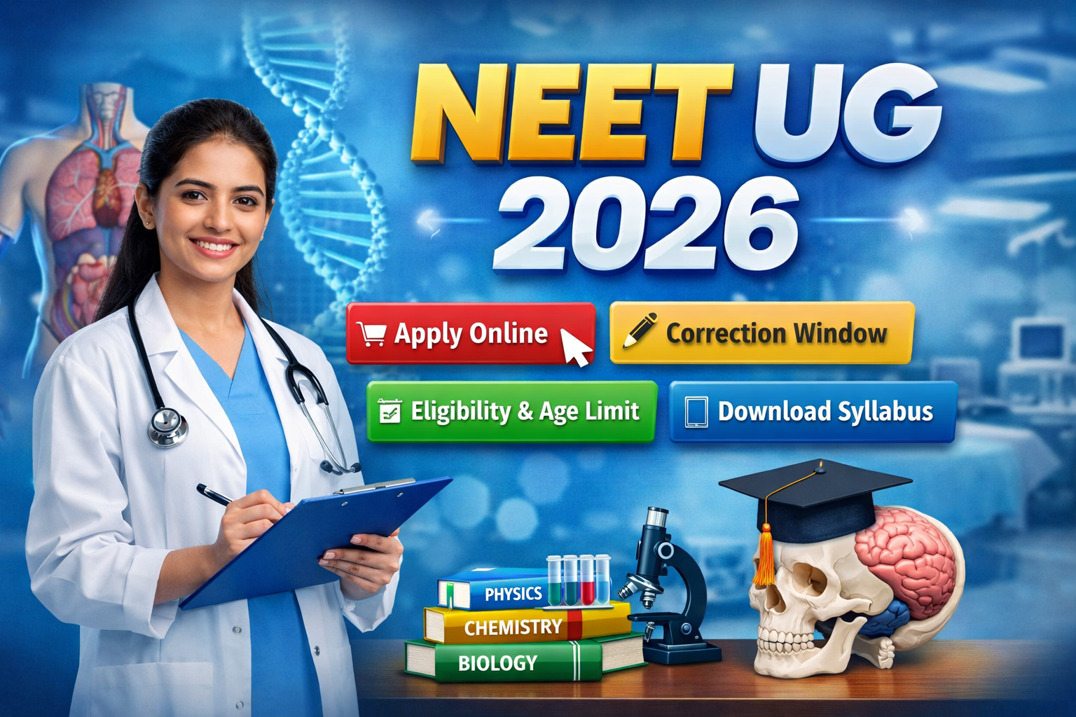 NTA National Eligibility Cum Entrance Test NEET UG Admissions 2026 Apply Correction Edit Form | Syllabus Download